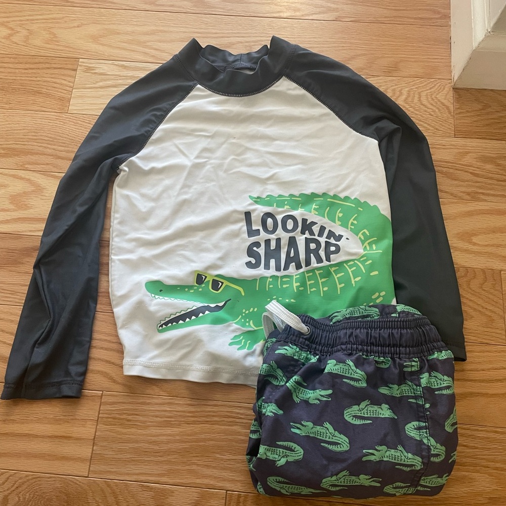 Carter's Kids Rash Guard Set - Black and Green